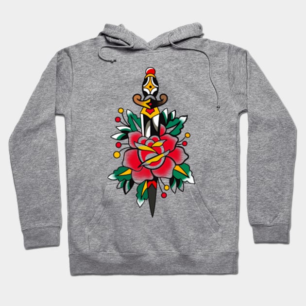 Rose Dagger Tattoo Hoodie by Welcome To Chaos 